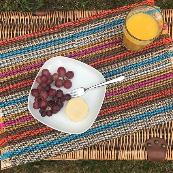 Tafelmatten - Gerecyclede katoenen placemats set van 2 + 2 onderzetters - Servies - stoffen placemat om te eten / buiten / tuintafel