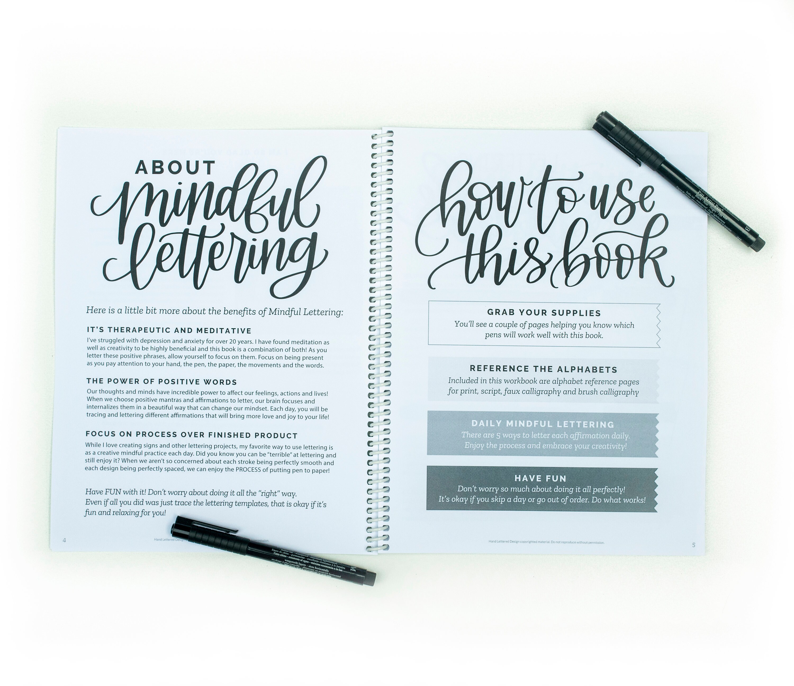 Daily Mindful Lettering Book Relax and Enjoy: Relax and Enjoy By 30 Days of  lettering affirmations - Lettering and modern calligraphy tracing