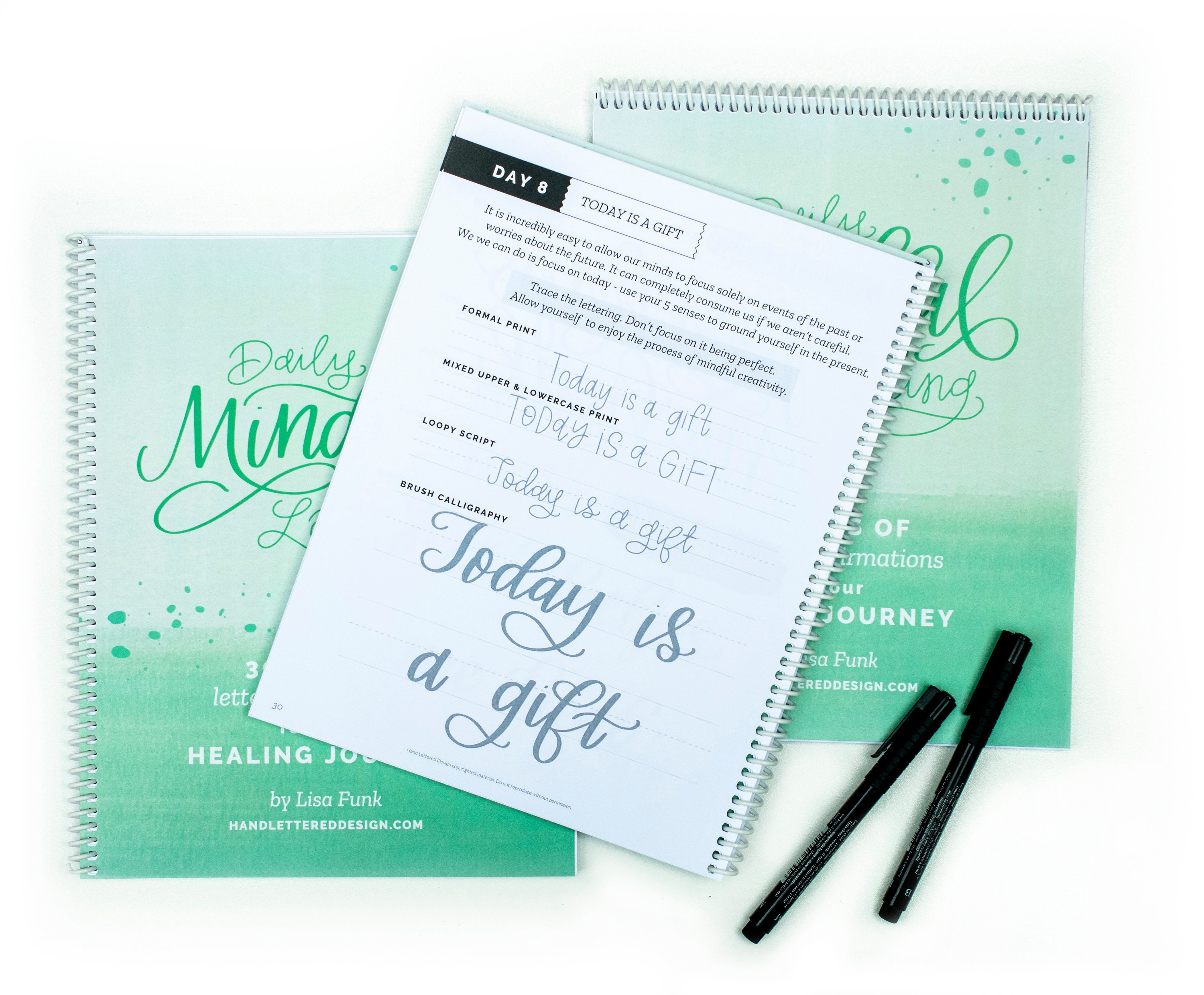 Daily Mindful Lettering Book: Brush Lettering for Beginners and Modern  Calligraphy Practice | 30 Days of Affirmations Handlettering Workbook