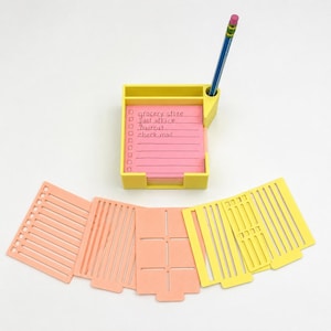 Sticky Note Holder with Pen Slot & Lined Paper Stencils