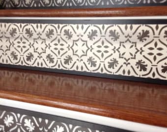Handmade Wood Stair Riser / Alternative to Vinyl Decals & Stickers / Damask / Farmhouse Home Decor / Organic Modern / Item 101