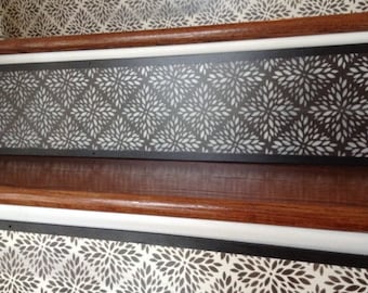 Handmade Wood Stair Riser / Alternative to Vinyl Decals & Stickers / Geometric Floral / Farmhouse Home Decor / Organic Modern / Item 099