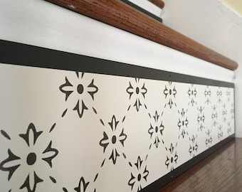 Custom Wood Stair Riser / Alternative to Vinyl Decals and Stickers / Black & White / Item 222