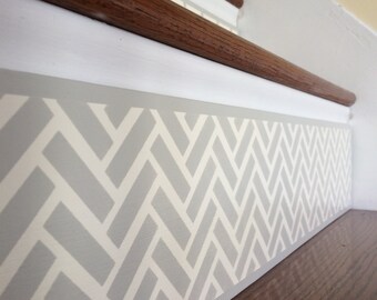 Handmade Wood Stair Riser / Chevron Home Decor / Alternative to Vinyl Decals & Stickers and Stair Riser Decals / Gray White / Item 032