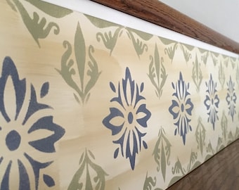 Custom Hand-Painted Wood Stair Riser: Mosaic Tile Pattern Home Decor