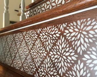 Custom Hand-Painted Wood Stair Riser: Ornate Patterned Stair Decor / Panel / Overlay / Item 218