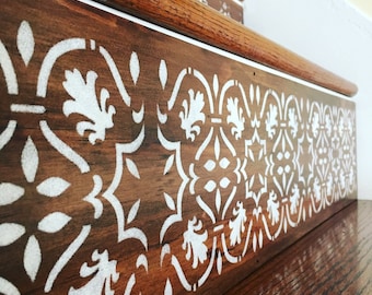 Custom Hand-Painted Wood Stair Riser: Ornate Patterned Stair Decor / Panel / Overlay / Item 217