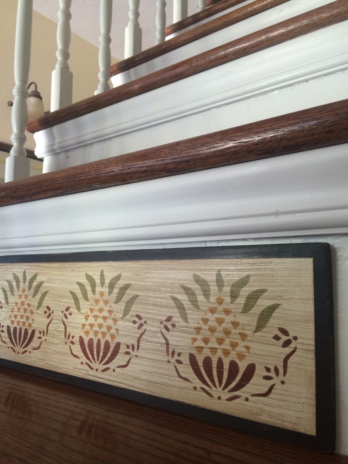 Custom Hand-painted Wood Stair Riser: Rustic Farmhouse Pineapple Decor ...