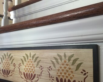 Custom Hand-Painted Wood Stair Riser: Rustic Farmhouse Pineapple Decor