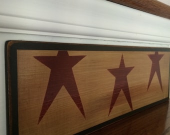 Hand-Painted Wood Stair Riser: Primitive Star Country Farmhouse Decor