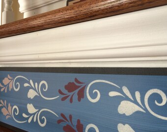 Hand-Painted Birch Wood Stair Riser Panel: Primitive Rustic Home Decor