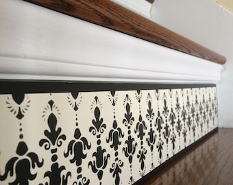 Handmade Wood Stair Riser / Alternative to Stair Decals & Stickers / Black White Home Decor / Item 005