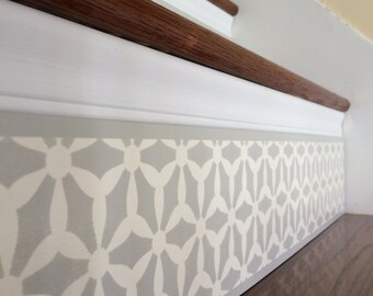 Handmade Painted Wood Stair Riser / Alternative to Vinyl Decals & Stickers / Gray White Home Decor / Item 027