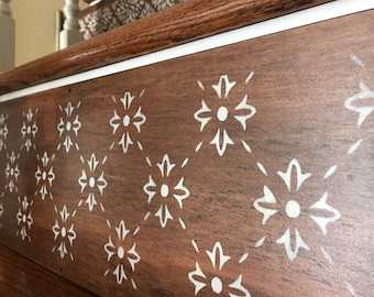 Custom Hand-Painted Wood Stair Riser: Birch Wood Alternative to Decals / Item 216