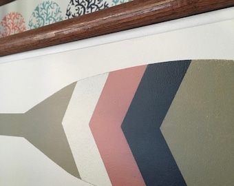 Hand-Painted Wood Stair Riser: Coastal Farmhouse Oar Decor