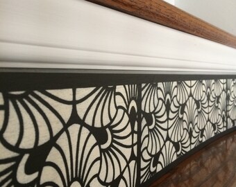 Hand-Painted Birch Wood Stair Riser: Black White Modern Home Decor