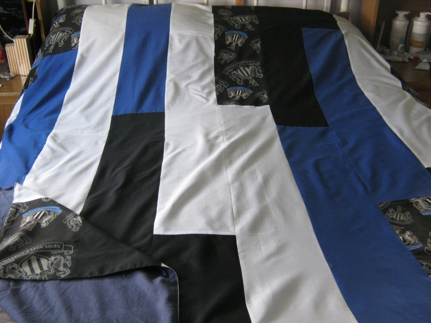 Newcastle United patchwork throw. Etsy