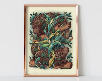 Stachelschwein Kunstdruck - 8,5x11 Druck - Briary Illustration - Tier Druck