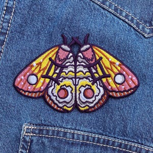 Gemini Zodiac Embroidered Patch - Astrology Moth & Butterfly Star Signs - Iron on Patch - Botanical, Boho, Nature - Jackets, Accessories