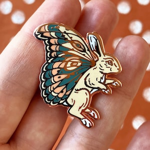 Bunnerfly Emaille Pin - Konijn Vlinder Pin - Hard Email - Koper