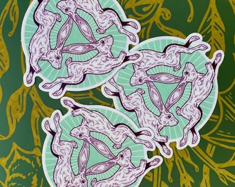 Rabbit Sticker - Three Hares Sticker - Vinyl Sticker 3x3