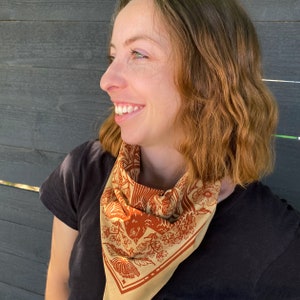 Barn Swallow Bandana Fawn Screen Printed Bandana Pattern Cotton Bird Bandana Wildflower Hair Scarf Tarot Altar Cloth image 4