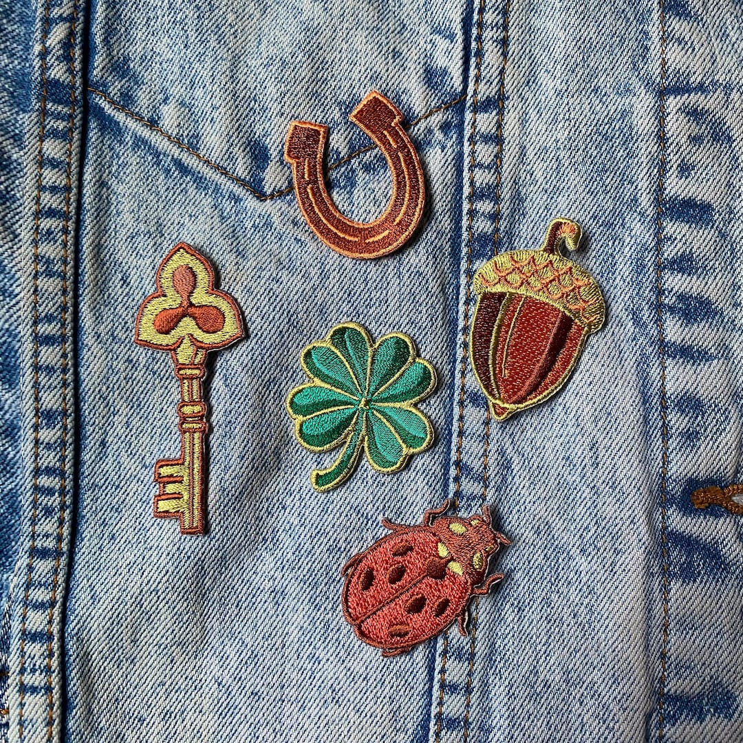 Lucky Embroidered Patches Horseshoe, Four Leaf Clover, Key, Ladybug