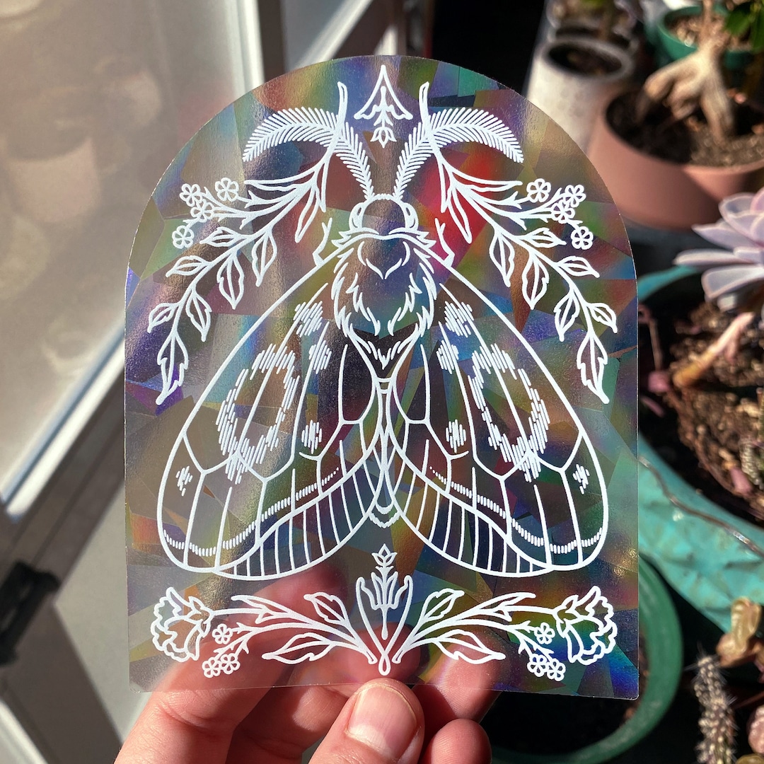 Moth Suncatcher - Prism Window Sticker - Rainbow Maker Decal - Floral ...