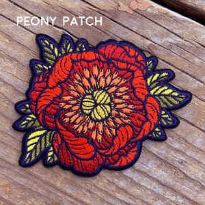 Flower Embroidered Iron on Patches Peony, Poppy, Marigold, Lotus 3x3 Patch floral patches image 2
