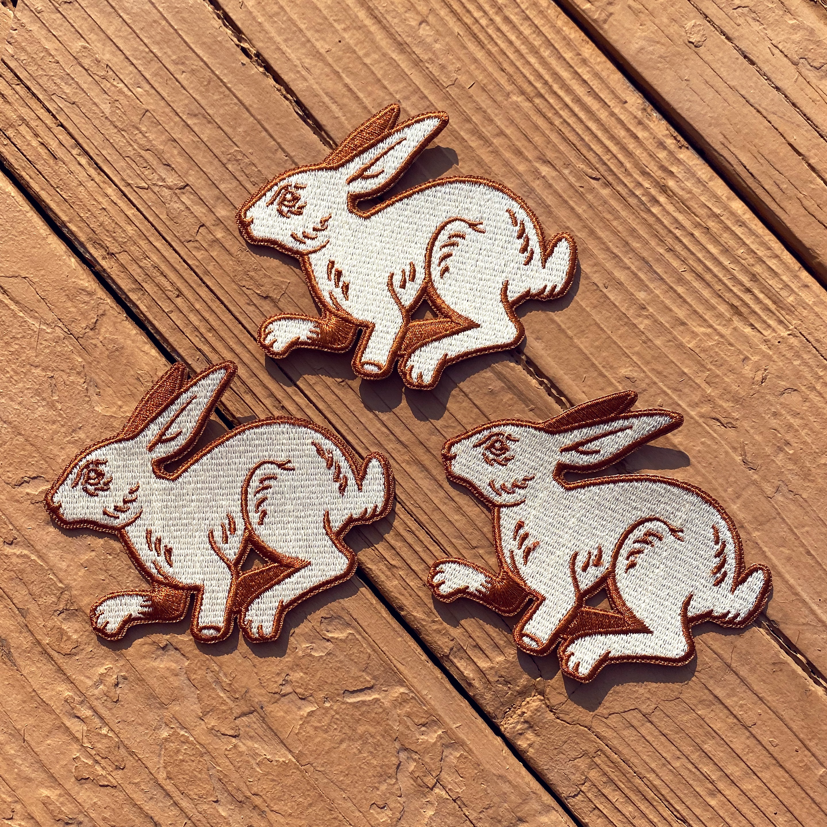 Rabbit Embroidered Iron on Patch - Anti Rabbit's Foot - 3x3