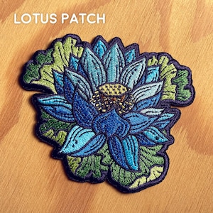 Flower Embroidered Iron on Patches Peony, Poppy, Marigold, Lotus 3x3 Patch floral patches Lotus