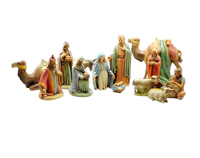 Large Vintage Nativity Set Hand Painted Ceramic Holland Mold Etsy