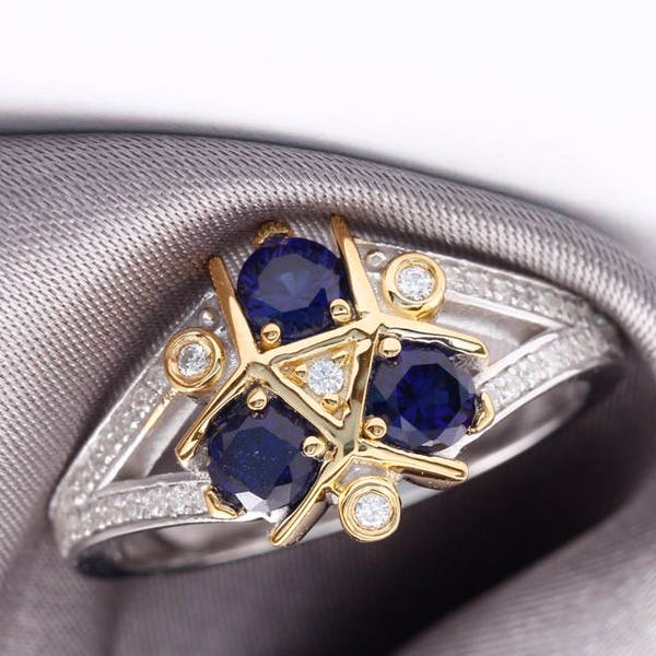 14k Gold And Natural Stones Zora Sapphire Spiritual Stone Engagement Promise Wedding Ring Video Game Nerdy Geeky Anniversary RingCosplay