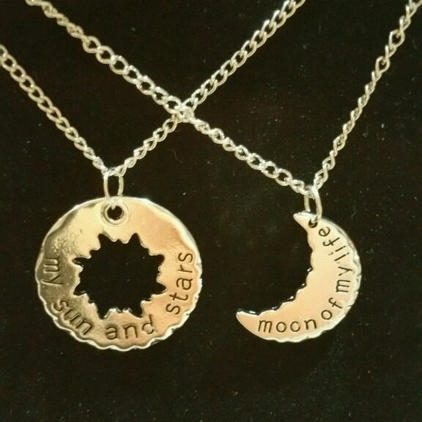 Custom Two Game of Thrones Daenerys Targaryen Khal Drogo My Sun and Stars, Moon of My Life Necklaces or Keychains