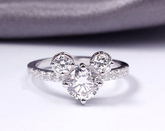 IN STOCK Mouse Ears Fairy Tale Wedding Engagement Promise Wedding Ring Cinderella Disney Mickey Nerdy Geeky Cosplay Wish Upon A Star