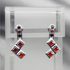 Ruby and Black Diamond Earrings Wedding Jewelry Engagement Ring Comic Book Wedding image 1