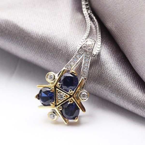 Zora Sapphire Spiritual Stone Necklace Bride Gift Wedding Jewelry Video Game Nerdy Geeky Anniversary Gift Present Cosplay Link Navi