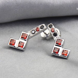 Ruby and Black Diamond Earrings Wedding Jewelry Engagement Ring Comic Book Wedding image 3