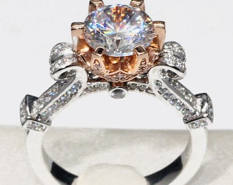 14k Gold 1.5 Carat Diamond Cinderella Pumpkin Carriage Fairy Tale Wedding Engagement Ring Promise Ring Wedding Ring Disney Once Upon A Time