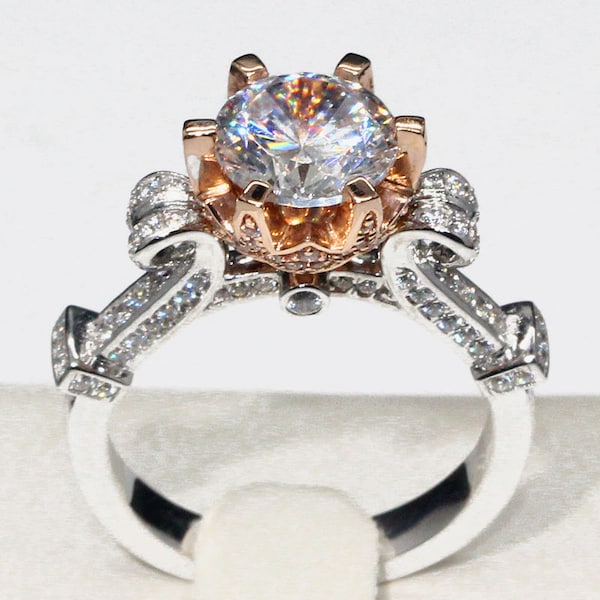 14k oro 1.5 quilates diamante Cenicienta cebolla carruaje de hadas cuento de hadas boda anillo de compromiso promesa anillo de boda Disney una vez