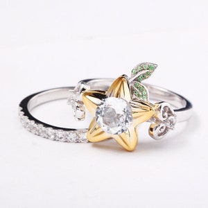 Star Fruit en Harten Verlovingsring Belofte Ring Trouwring Cosplay Sieraden Nerdy Geek Video Game Keyblade Star