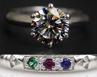Spiritual Stones Wedding Band Promise Ring Engagement Ring 2 Carat Solitaire Stone 8 Bit