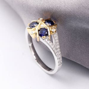 IN STOCK Zora Sapphire Spiritual Stone Engagement Promise Wedding Ring 8 bit Video Game Nerdy Geeky Anniversary Ring Gift Cosplay Link Navi image 3