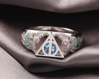 Custom Magical Owl Engagement Ring Wedding Ring Promise Ring Nerdy Geeky Fantasy Jewelry