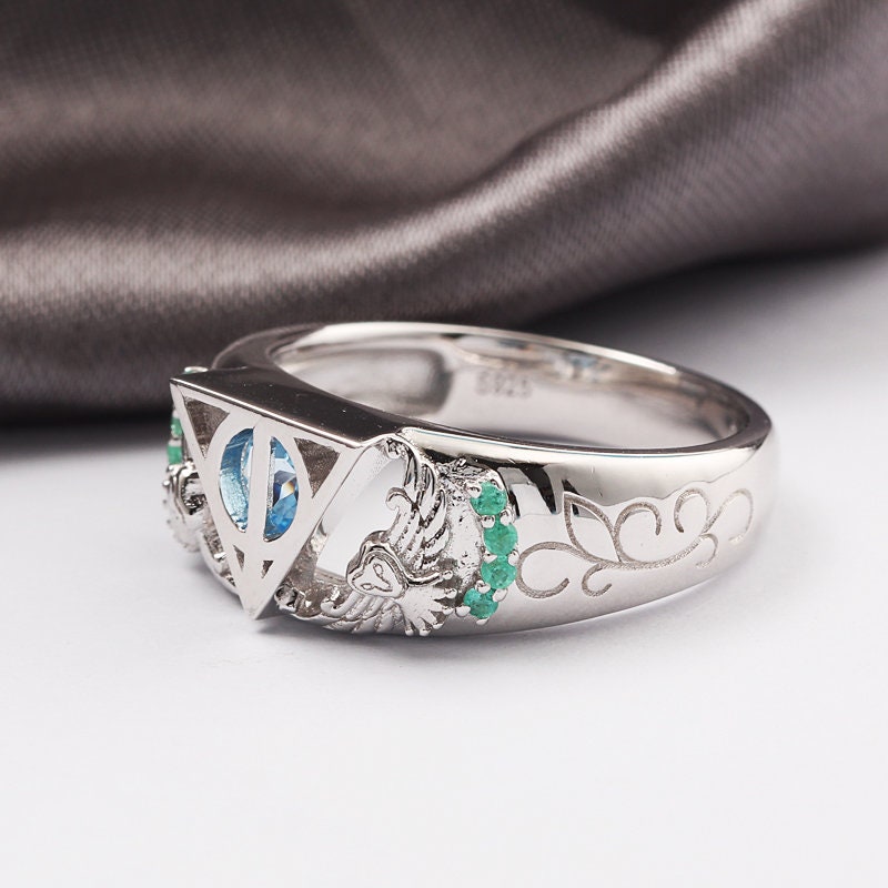 Owl Magic Rings Custom Magical Owl Engagement Ring Wedding Ring Promise Ring Nerdy ...