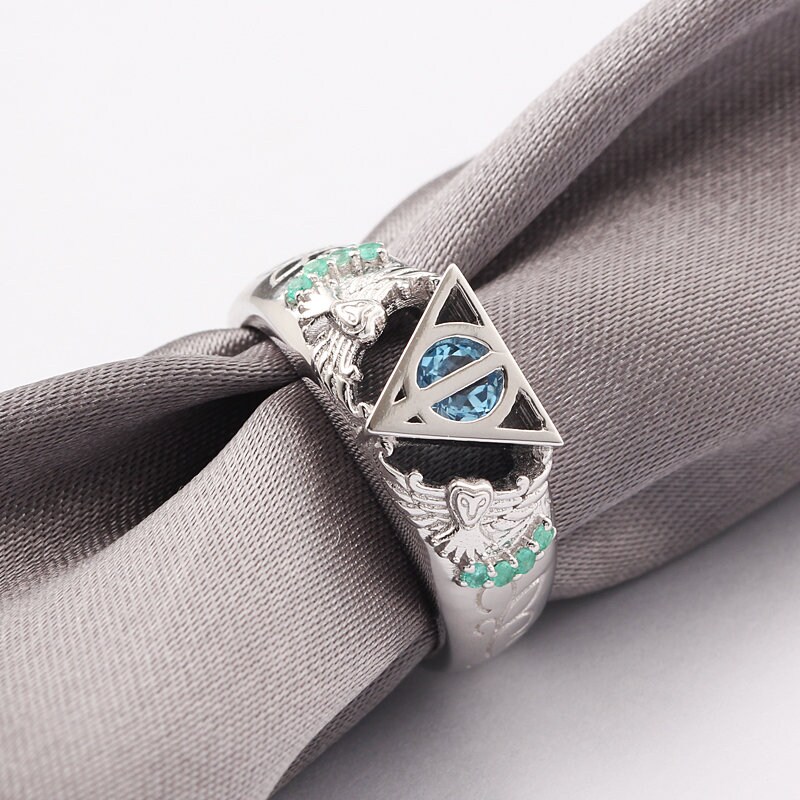 Owl Magic Rings Custom Magical Owl Engagement Ring Wedding Ring Promise Ring Nerdy ...
