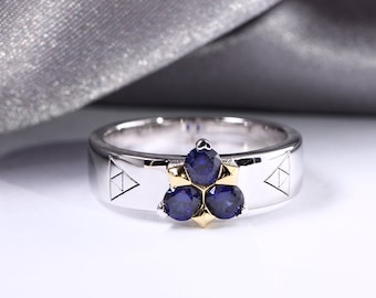 Zora Sapphire Wedding Band Spiritual Stone Ring Engagement Ring Cosplay Legend of Zelda Nerdy Geeky Video Games Link 8 Bit Navi Hyrule