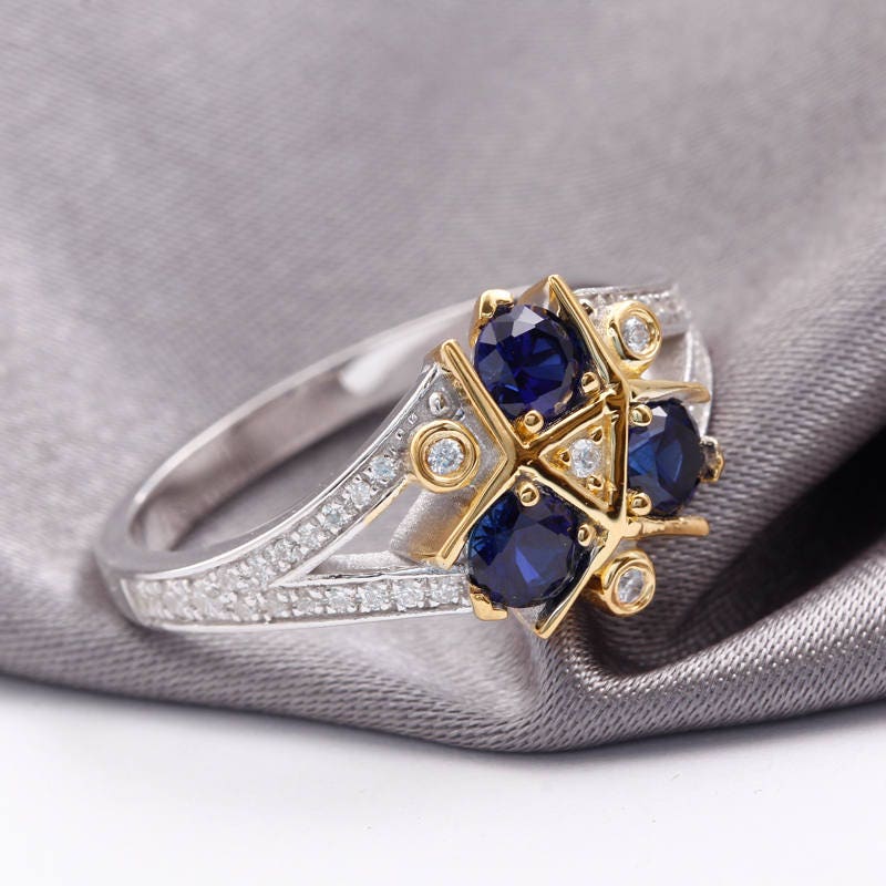 Zora Sapphire Spiritual Stone Engagement Promise Wedding Ring 8 bit V…