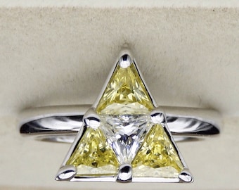 Engagement, Wedding, Commitment, Promise, Rings Sterling Silver Gamer 8 Bit Wedding Triforce Ring Spiritual Stones Link Cosplay