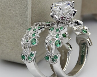 Emerald Ruby and Diamond Cosplay Costume Engagement Ring Wedding Ring Promise Ring Comic Book Nerdy Geeky